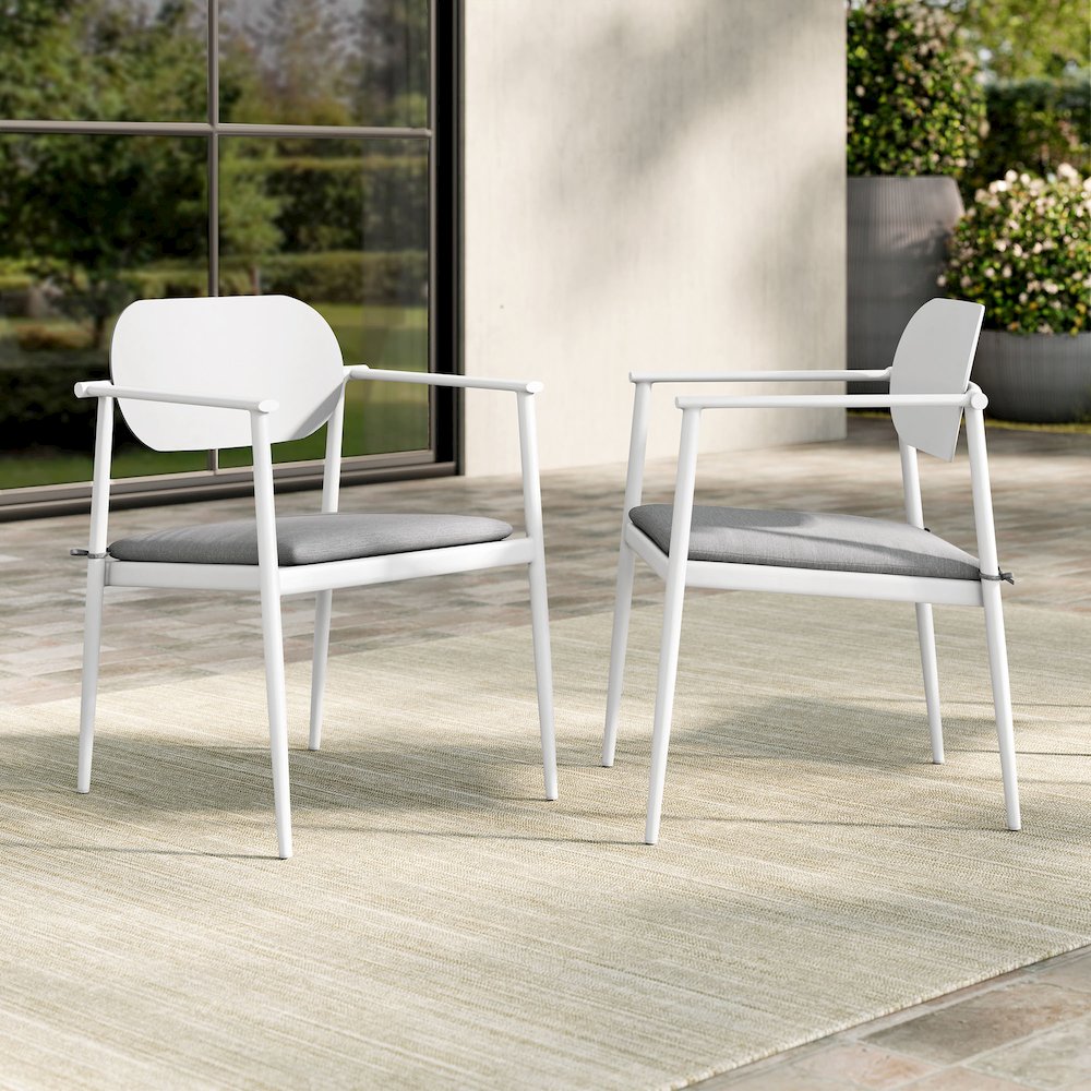Aeris Stackable Outdoor Patio Aluminum Dining Armchair Set of 2. Picture 9