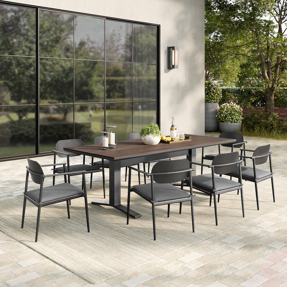Aeris 9-Piece Outdoor Patio Aluminum Dining Set. Picture 9