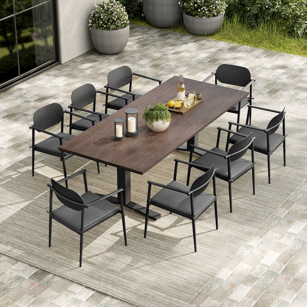 Aeris 9-Piece Outdoor Patio Aluminum Dining Set. Picture 8