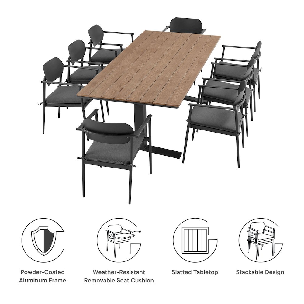 Aeris 9-Piece Outdoor Patio Aluminum Dining Set. Picture 4