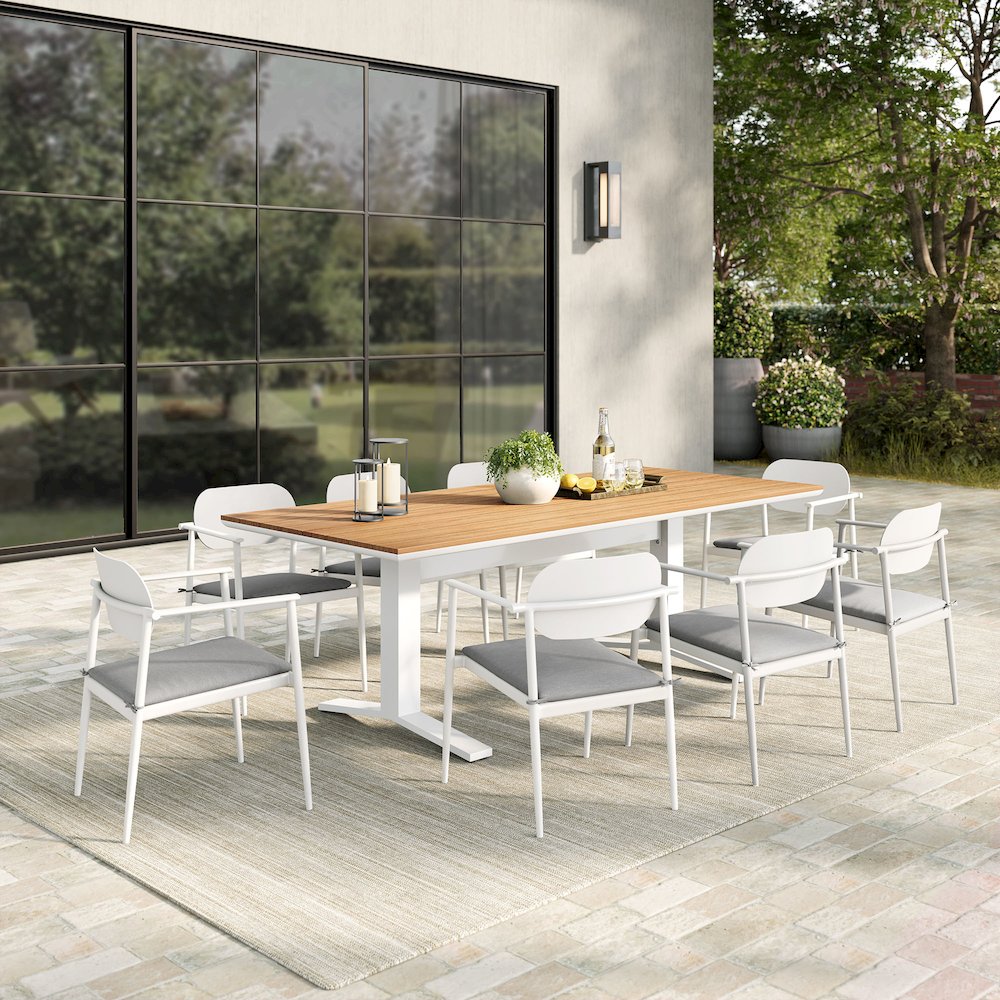 Aeris 9-Piece Outdoor Patio Aluminum Dining Set. Picture 9