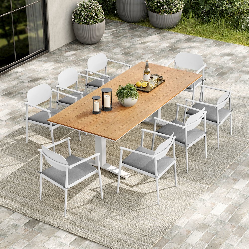 Aeris 9-Piece Outdoor Patio Aluminum Dining Set. Picture 8