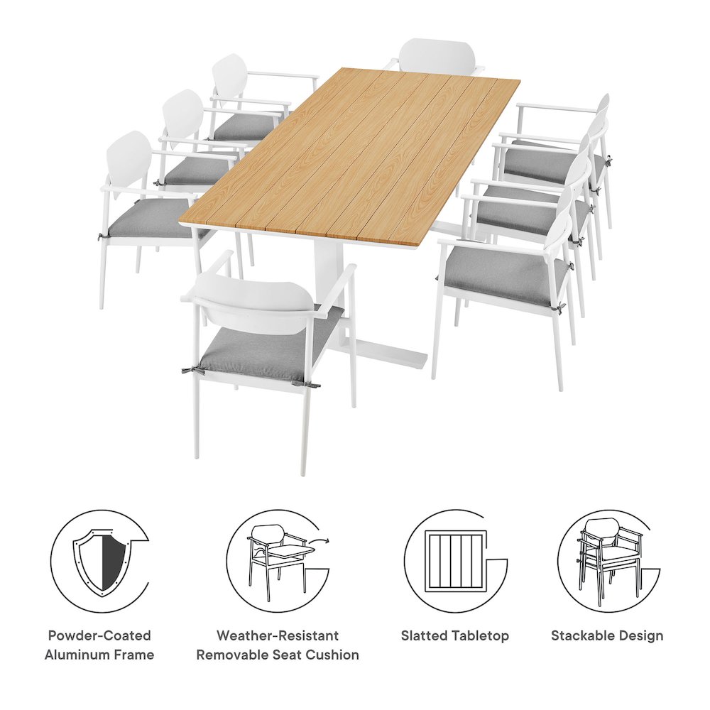 Aeris 9-Piece Outdoor Patio Aluminum Dining Set. Picture 4