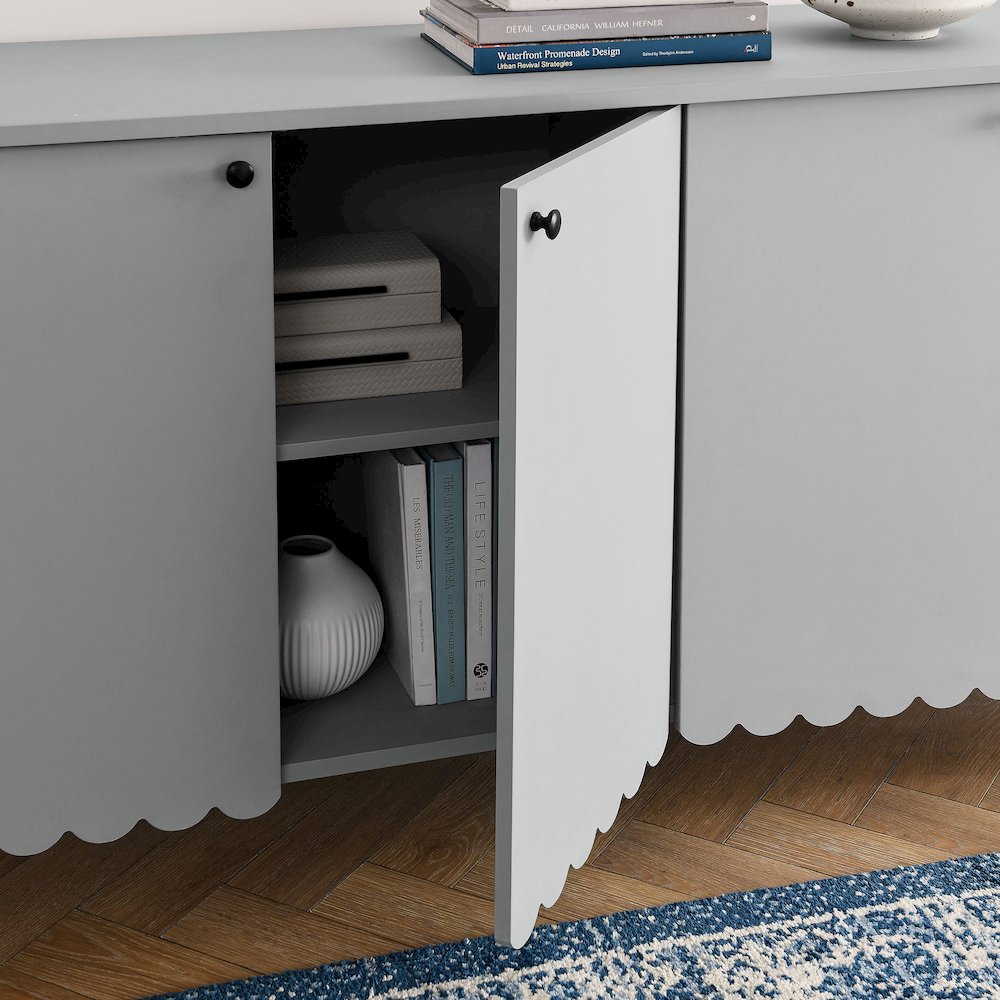 Emmeline 66" 4-Door Scalloped Sideboard Cabinet. Picture 10