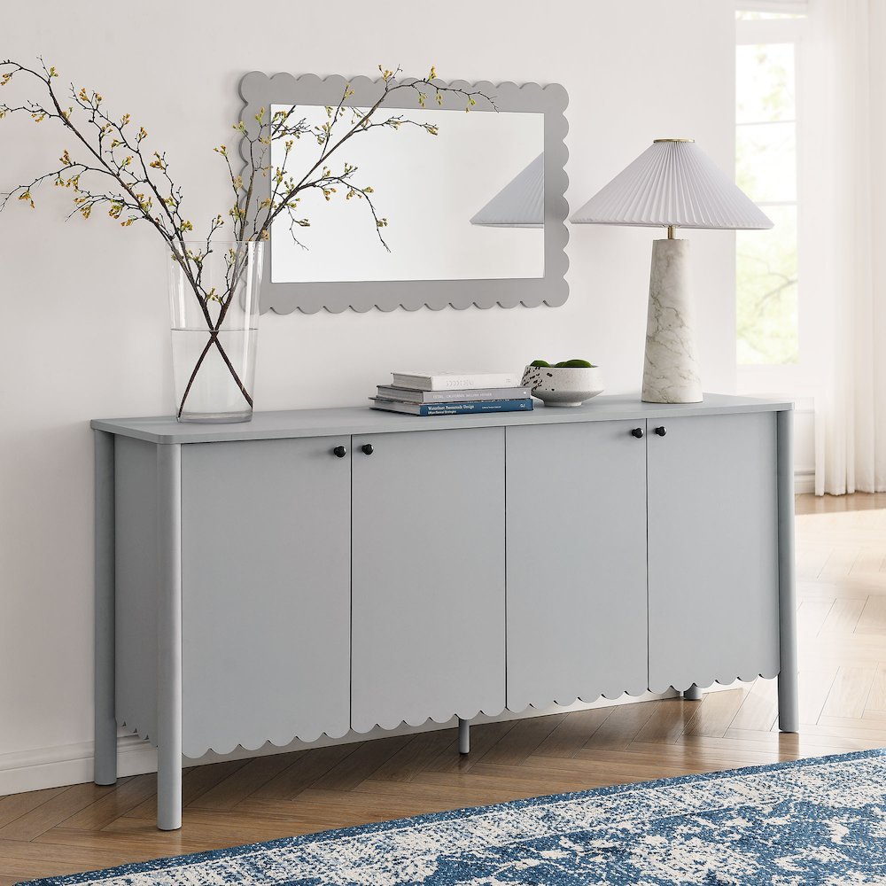 Emmeline 66" 4-Door Scalloped Sideboard Cabinet. Picture 9