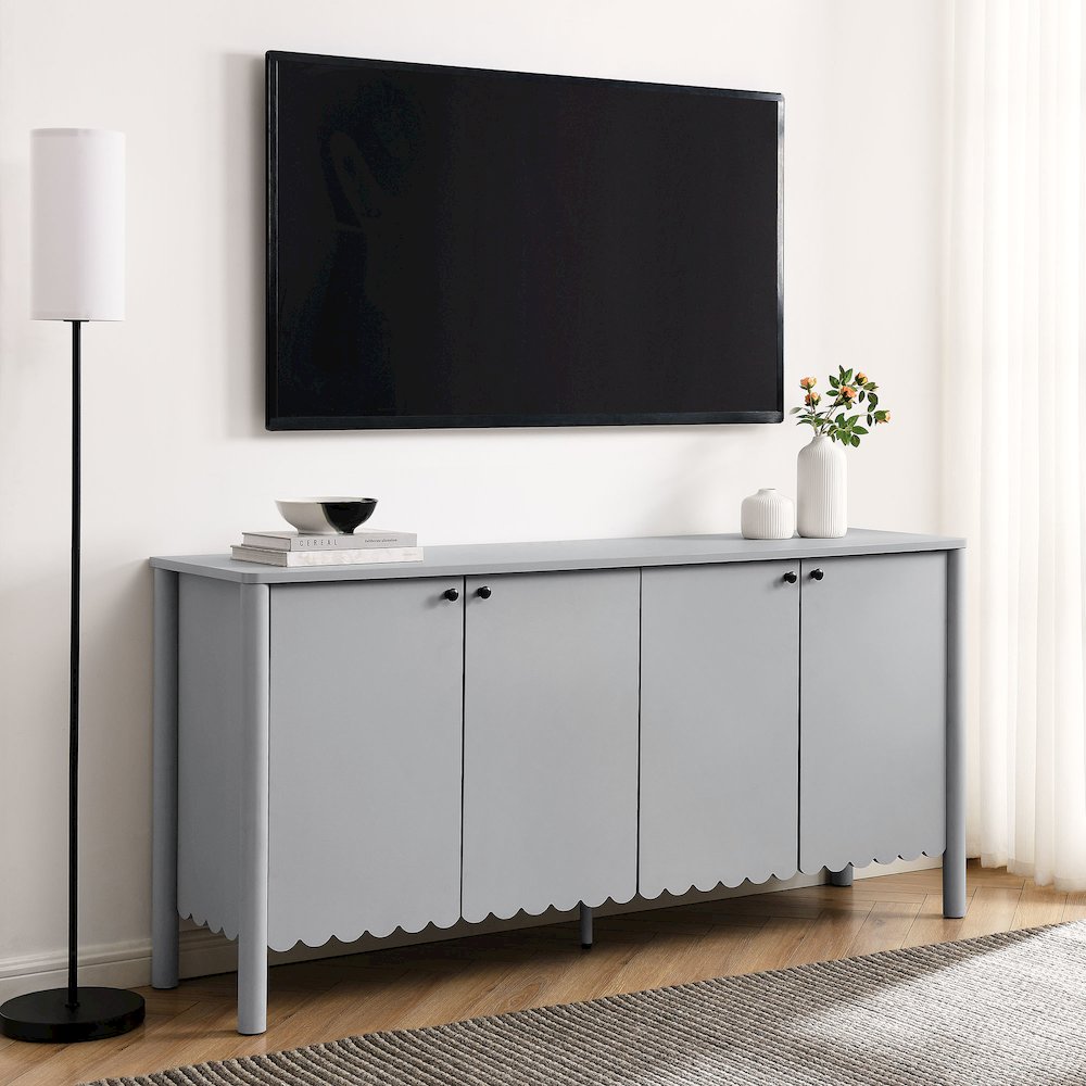Emmeline 66" 4-Door Scalloped Sideboard Cabinet. Picture 8