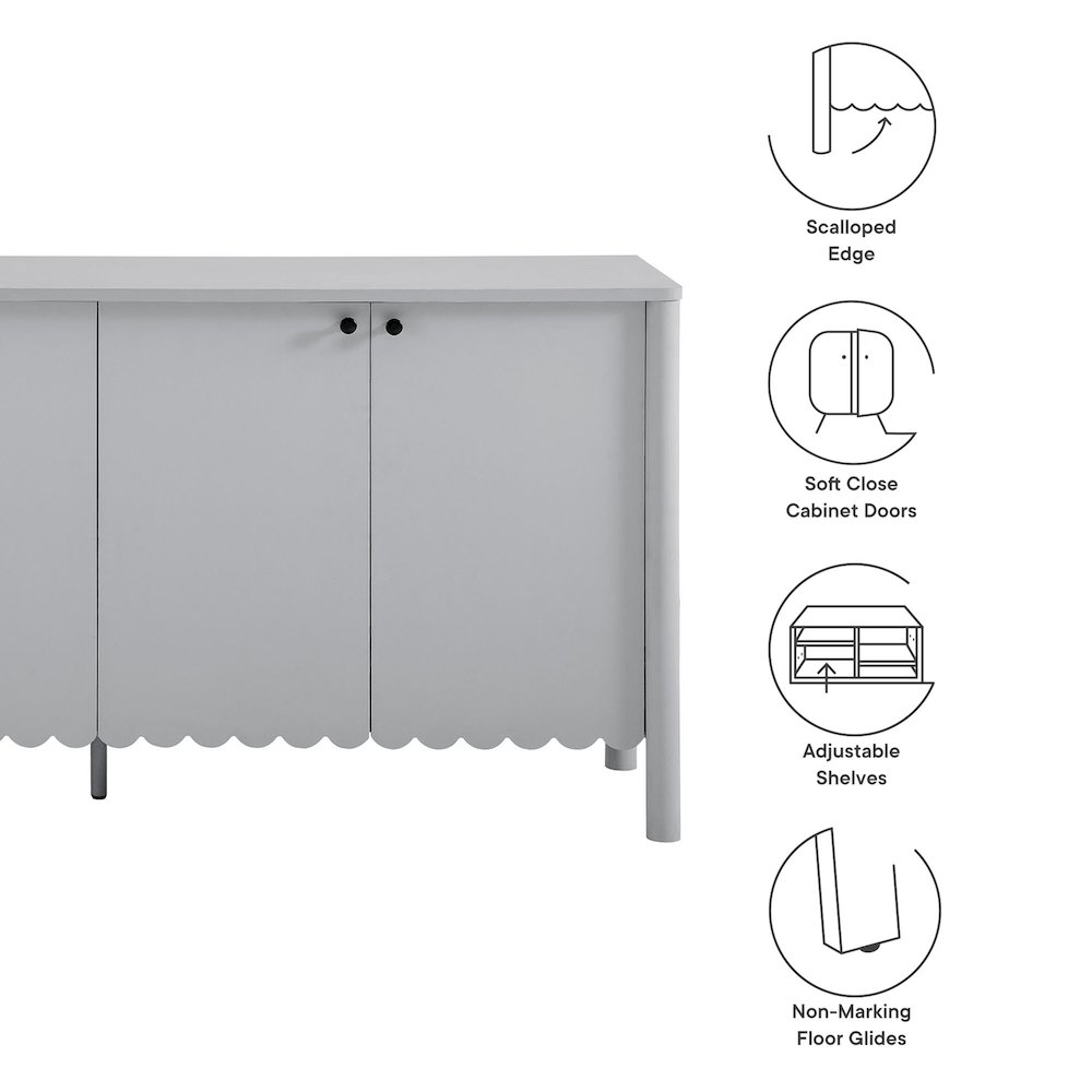 Emmeline 66" 4-Door Scalloped Sideboard Cabinet. Picture 3