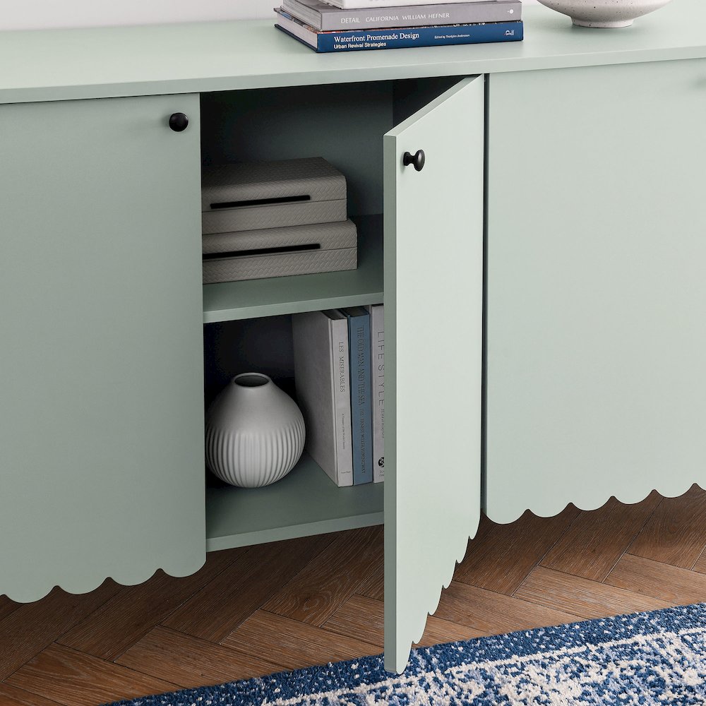 Emmeline 66" 4-Door Scalloped Sideboard Cabinet. Picture 10