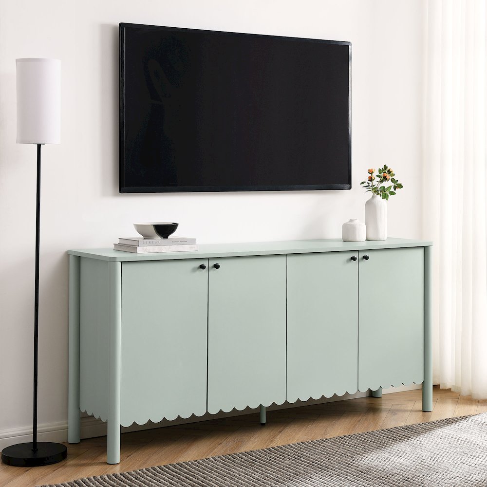 Emmeline 66" 4-Door Scalloped Sideboard Cabinet. Picture 8