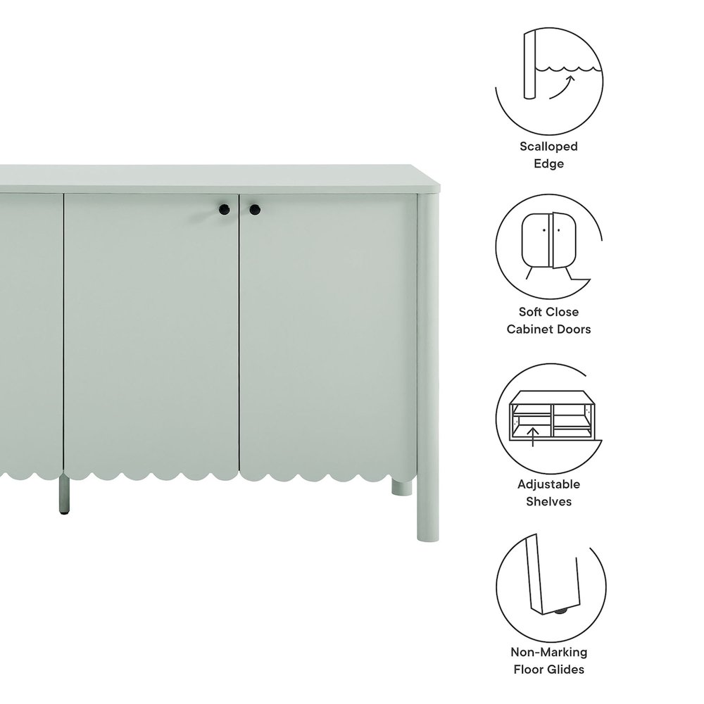 Emmeline 66" 4-Door Scalloped Sideboard Cabinet. Picture 3