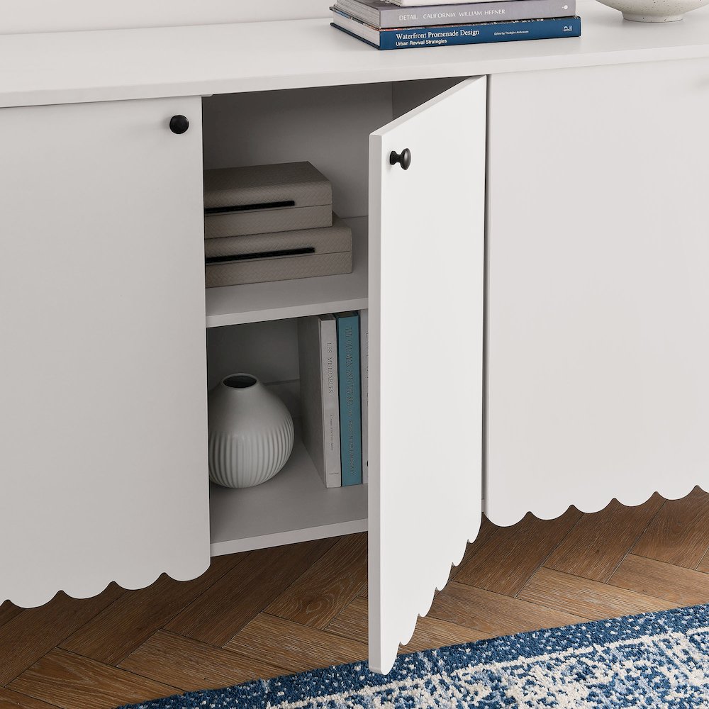 Emmeline 66" 4-Door Scalloped Sideboard Cabinet. Picture 10
