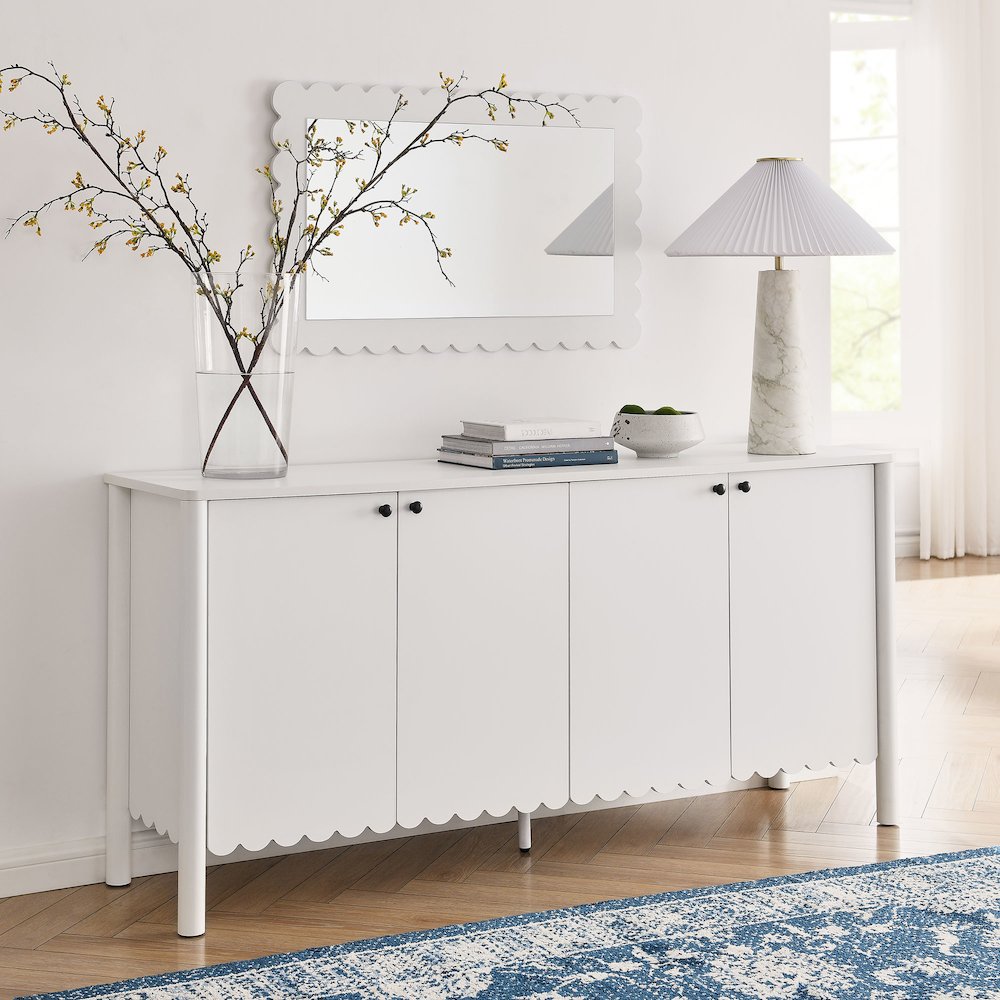 Emmeline 66" 4-Door Scalloped Sideboard Cabinet. Picture 9