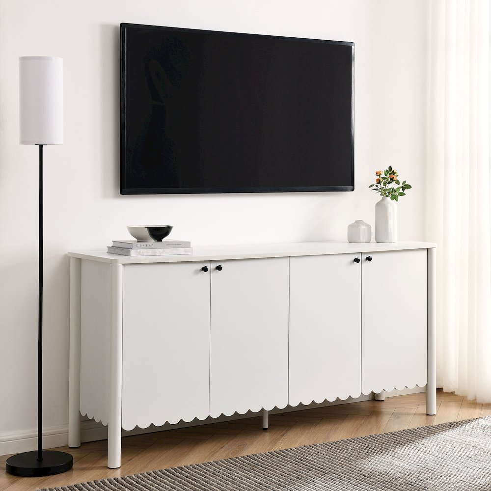 Emmeline 66" 4-Door Scalloped Sideboard Cabinet. Picture 8