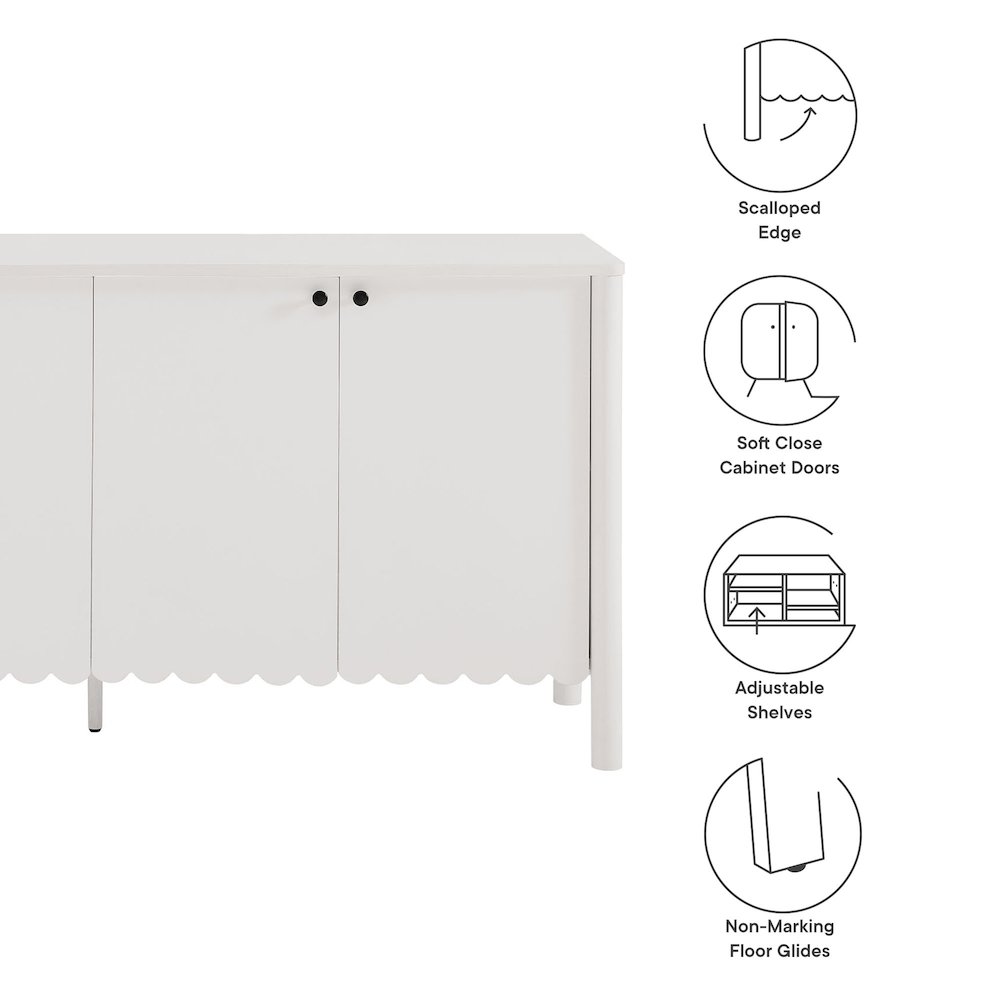 Emmeline 66" 4-Door Scalloped Sideboard Cabinet. Picture 3