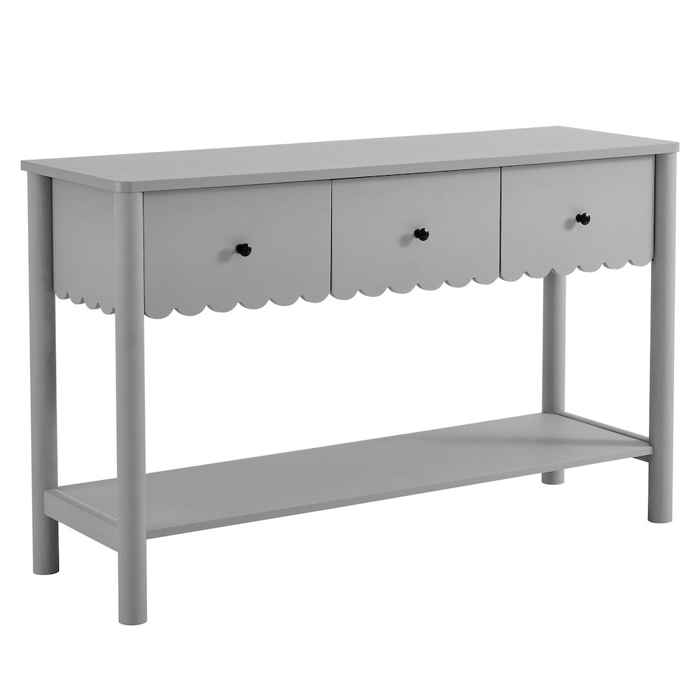 Emmeline 3-Drawer Scalloped Console Table. Picture 1