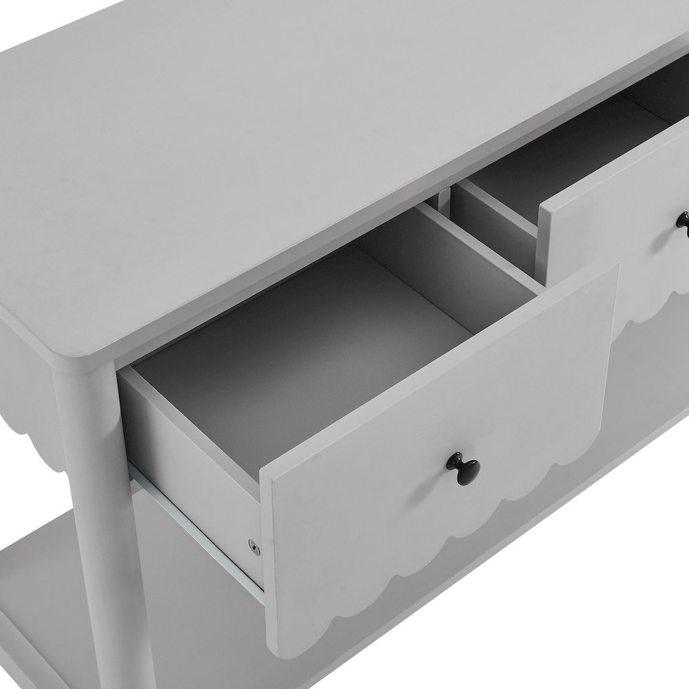 Emmeline 3-Drawer Scalloped Console Table. Picture 6