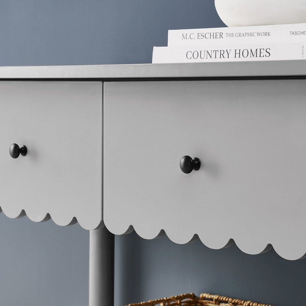 Emmeline 3-Drawer Scalloped Console Table. Picture 8