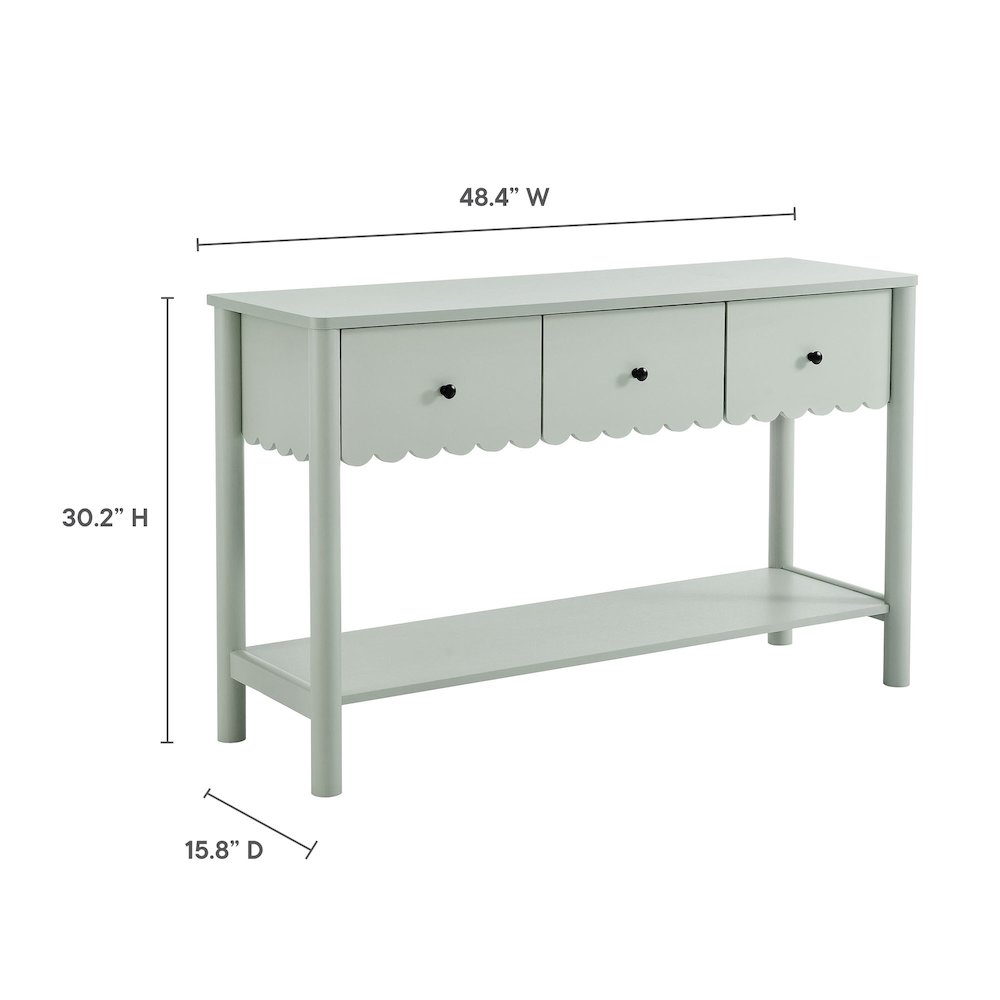 Emmeline 3-Drawer Scalloped Console Table. Picture 2