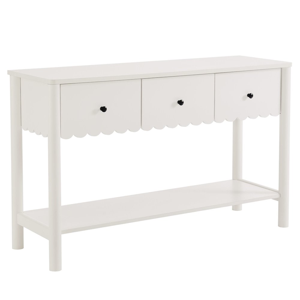 Emmeline 3-Drawer Scalloped Console Table. Picture 1