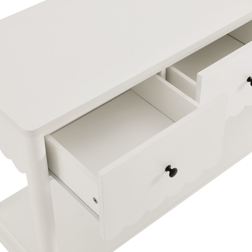 Emmeline 3-Drawer Scalloped Console Table. Picture 6