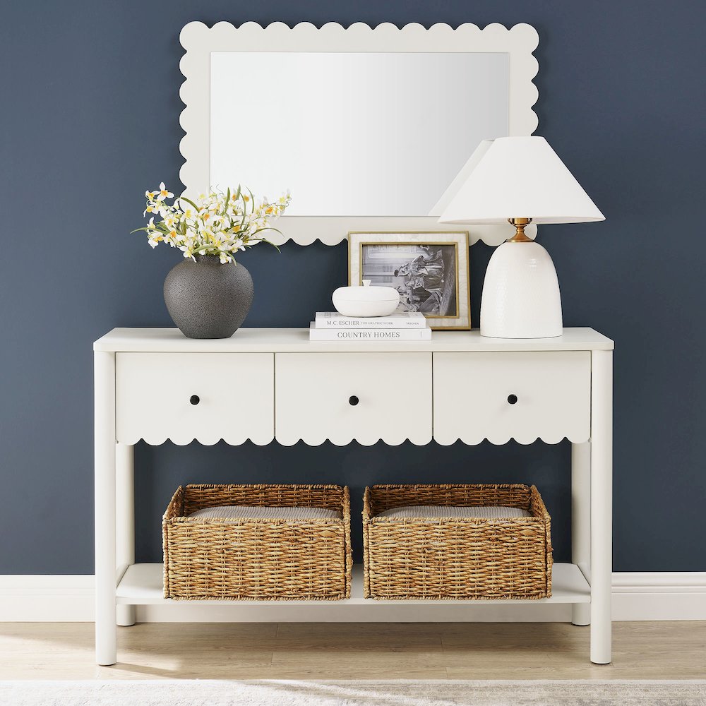 Emmeline 3-Drawer Scalloped Console Table. Picture 7