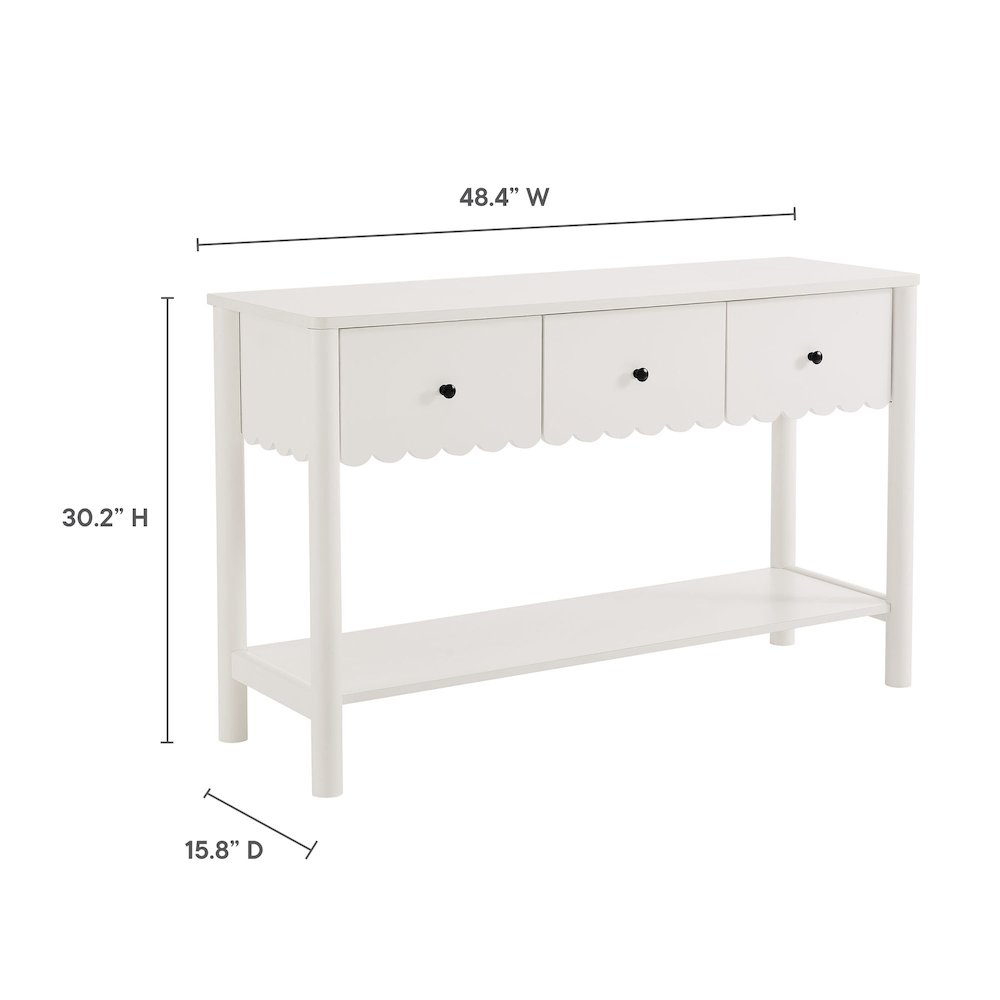 Emmeline 3-Drawer Scalloped Console Table. Picture 3