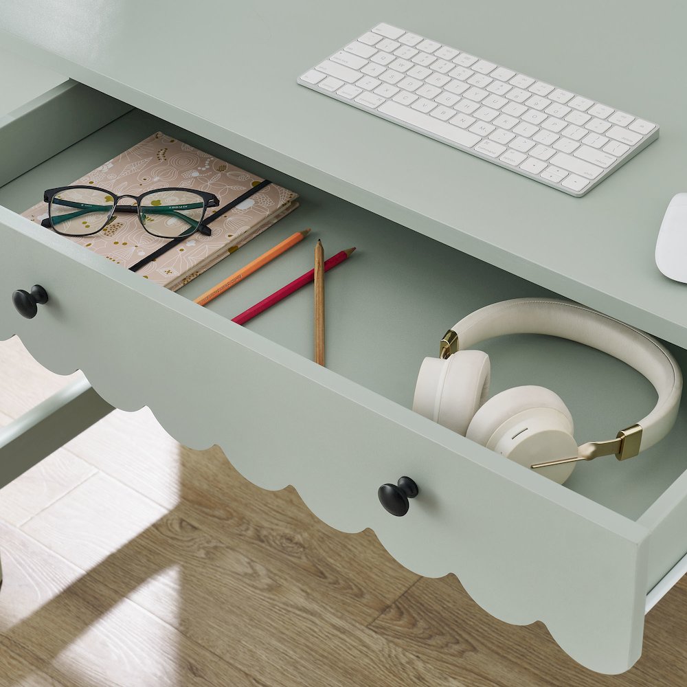 Emmeline 1-Drawer Scallop Writing Desk. Picture 9