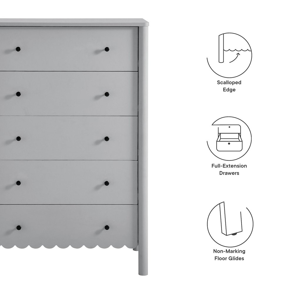 Emmeline Scalloped 5-Drawer Chest. Picture 3