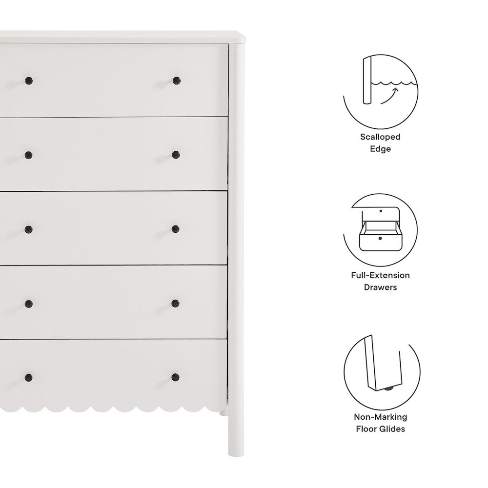 Emmeline Scalloped 5-Drawer Chest. Picture 3