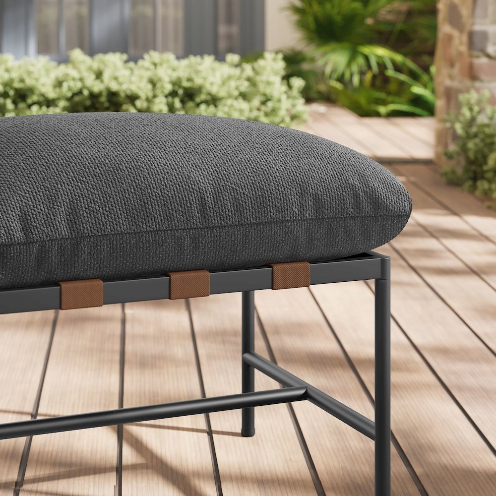 Raya Outdoor Patio Boucle Ottoman. Picture 8