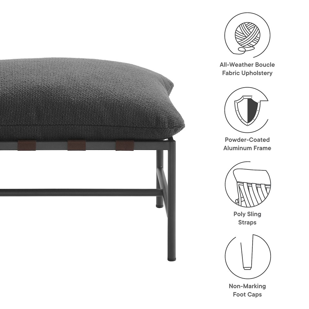 Raya Outdoor Patio Boucle Ottoman. Picture 2