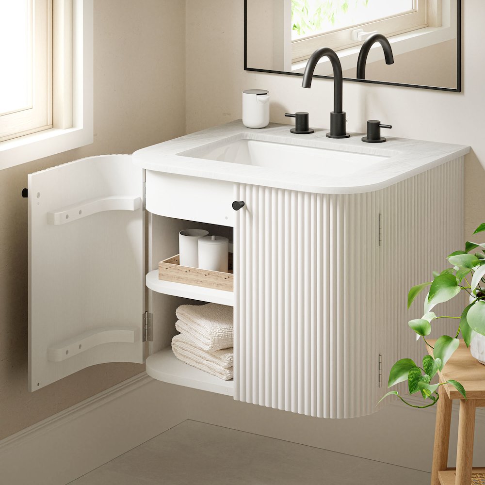 Zia 24" Wall-Mount Bathroom Vanity with Marble Sink. Picture 11