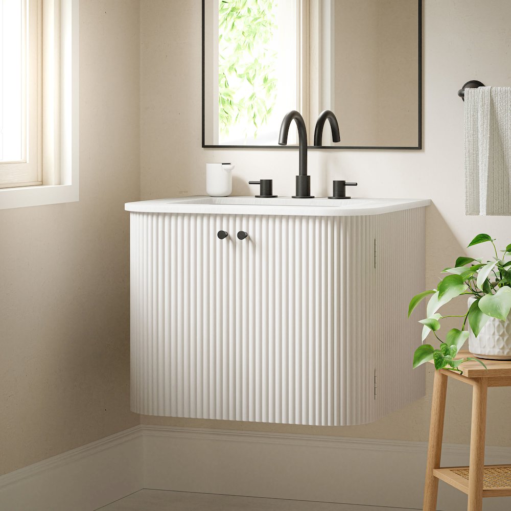 Zia 24" Wall-Mount Bathroom Vanity with Marble Sink. Picture 10