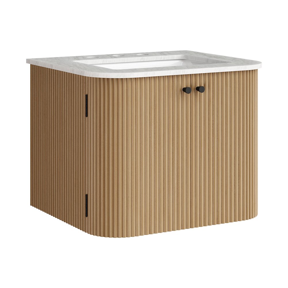 Zia 24" Wall-Mount Bathroom Vanity with Marble Sink. Picture 1