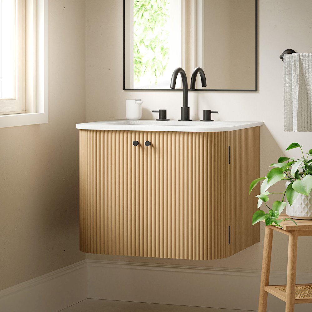 Zia 24" Wall-Mount Bathroom Vanity with Marble Sink. Picture 10
