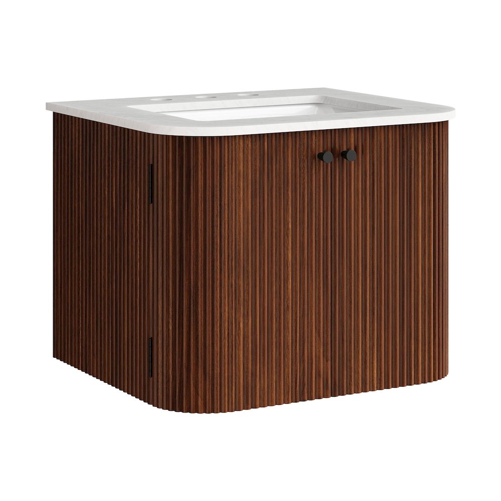 Zia 24" Wall-Mount Bathroom Vanity with Marble Sink. Picture 1
