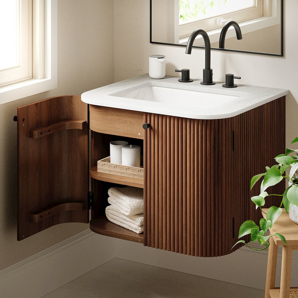 Zia 24" Wall-Mount Bathroom Vanity with Marble Sink. Picture 11