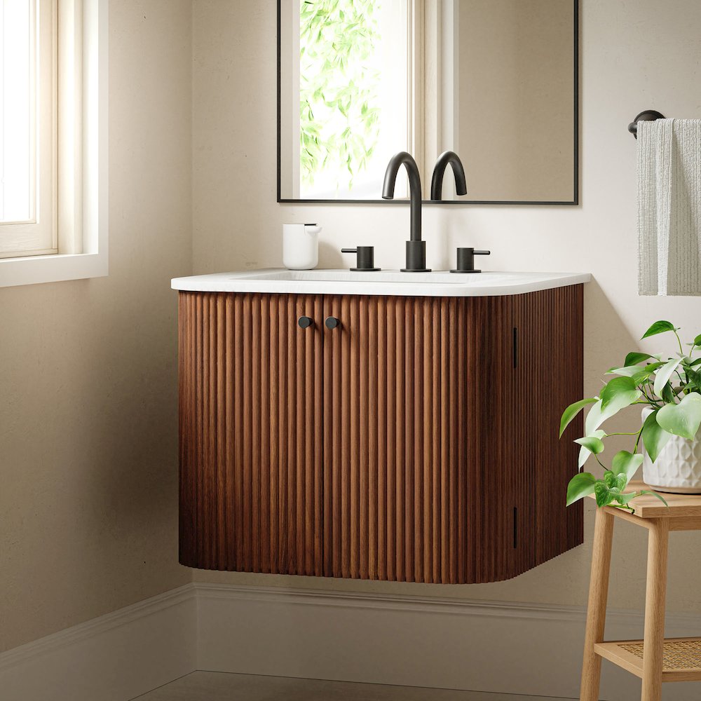 Zia 24" Wall-Mount Bathroom Vanity with Marble Sink. Picture 10