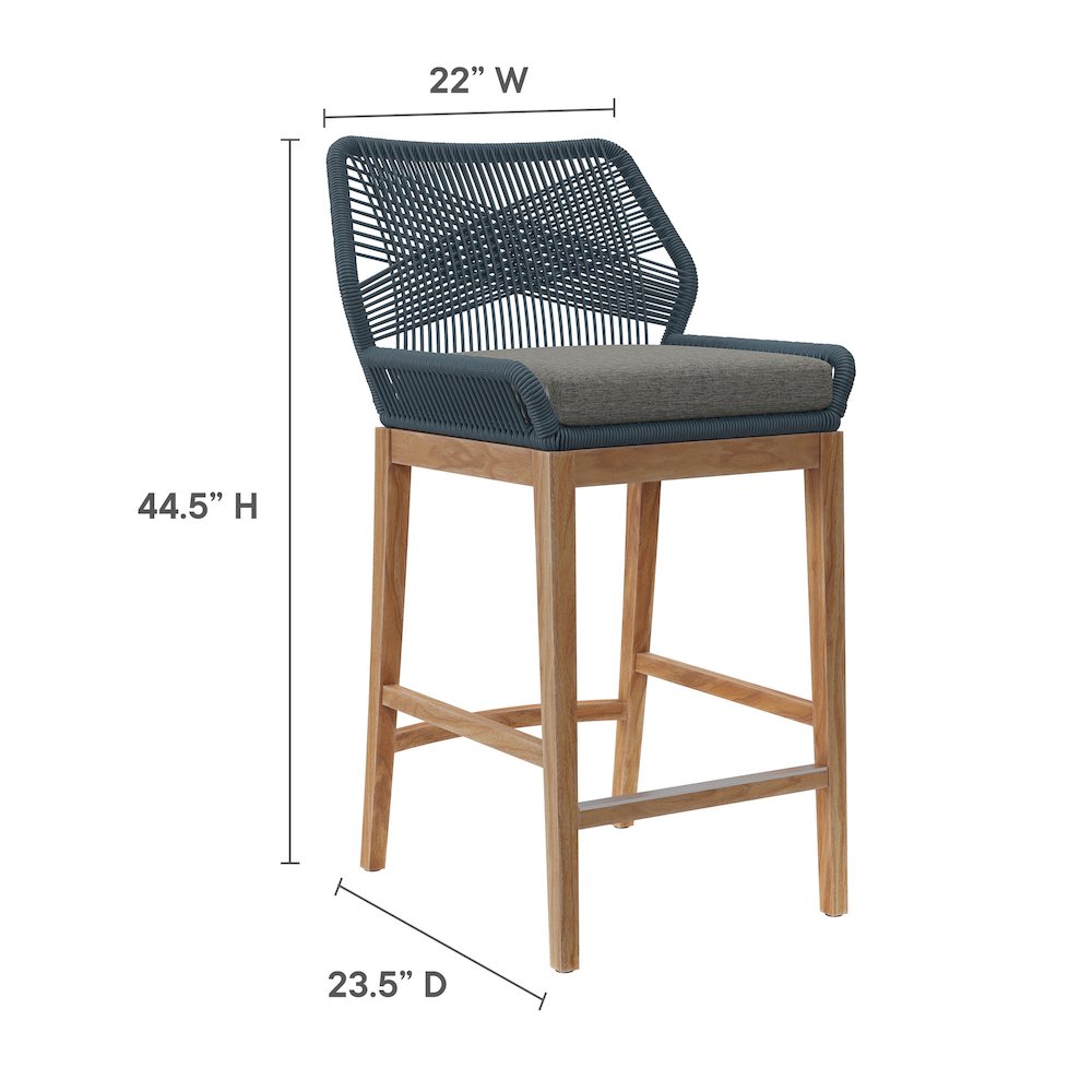 Wellspring 3-Piece Outdoor Patio Teak Wood Bar Set. Picture 2