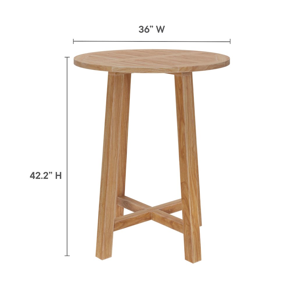 Wellspring 3-Piece Outdoor Patio Teak Wood Bar Set. Picture 3
