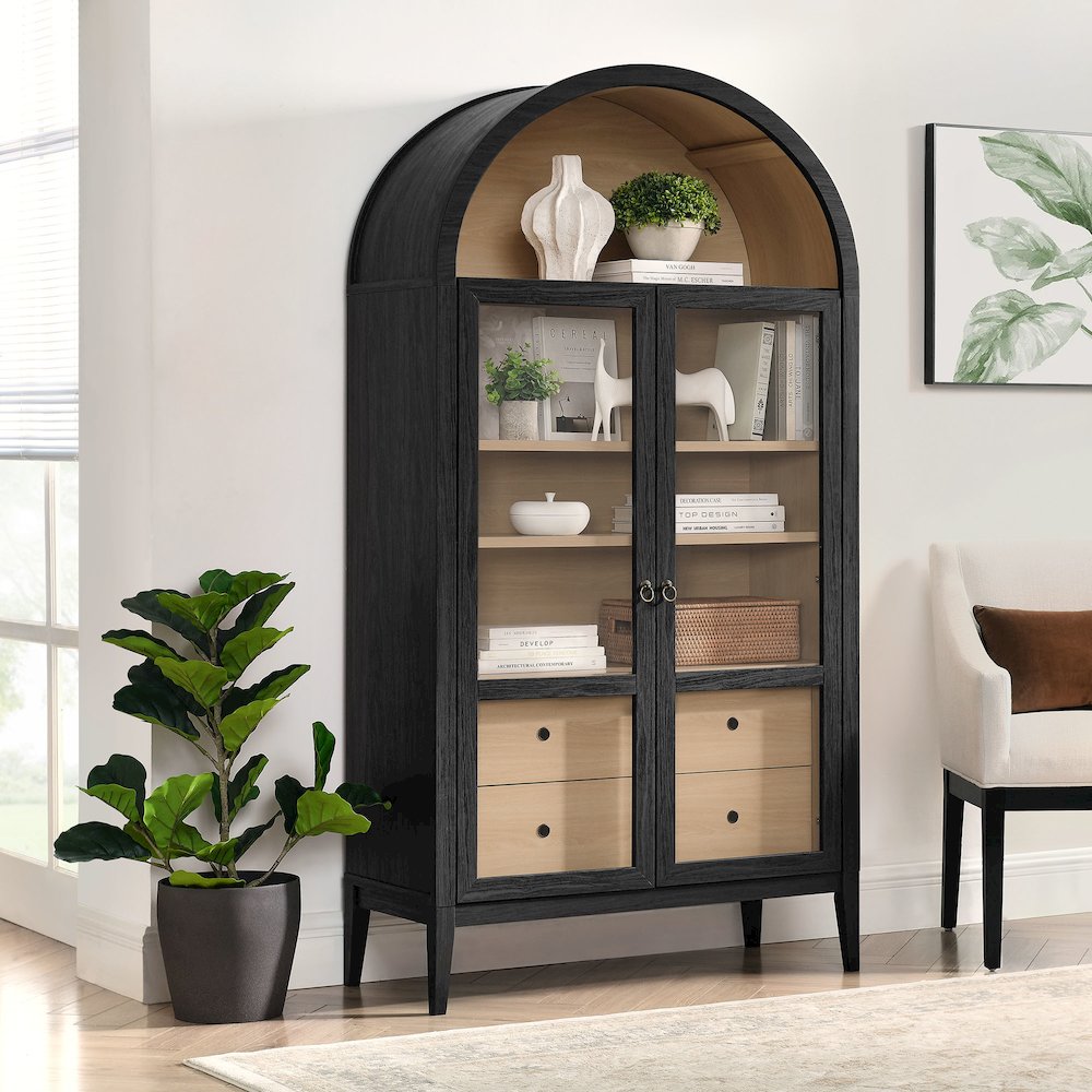 Nolan 74" Tall Wide Arched Storage Display Cabinet. Picture 10