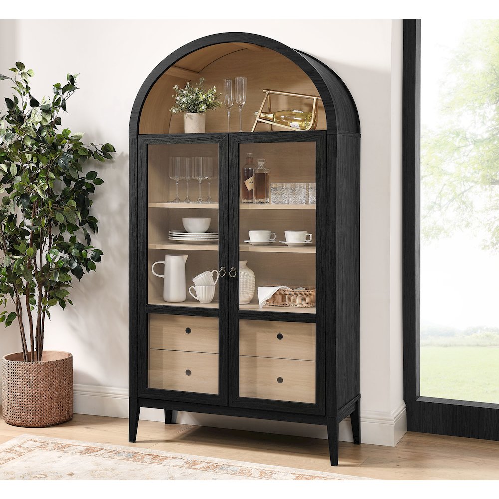 Nolan 74" Tall Wide Arched Storage Display Cabinet. Picture 9