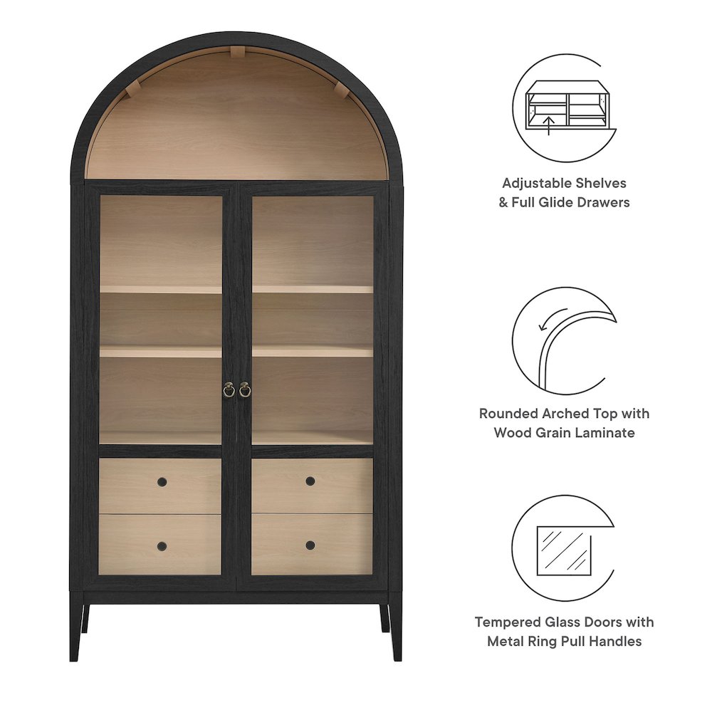 Nolan 74" Tall Wide Arched Storage Display Cabinet. Picture 3