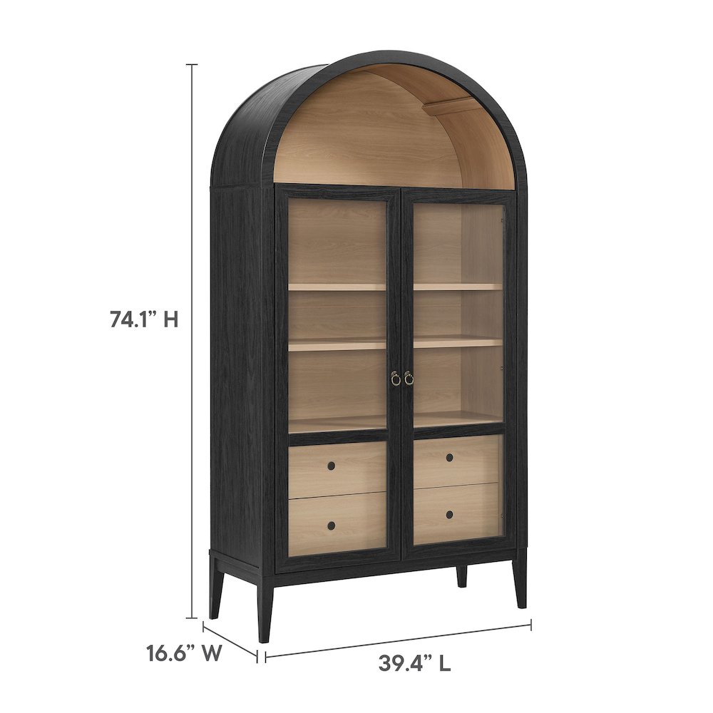 Nolan 74" Tall Wide Arched Storage Display Cabinet. Picture 2