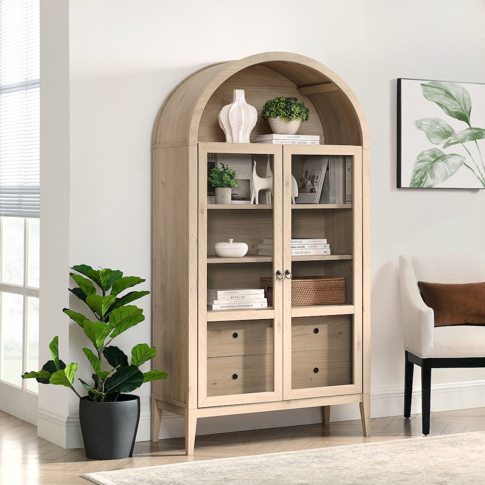 Nolan 74" Tall Wide Arched Storage Display Cabinet. Picture 10