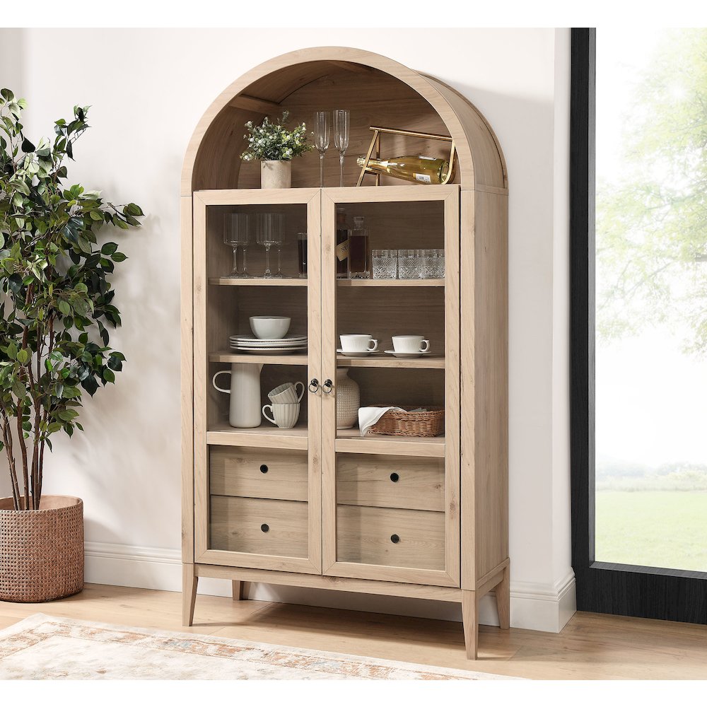 Nolan 74" Tall Wide Arched Storage Display Cabinet. Picture 9