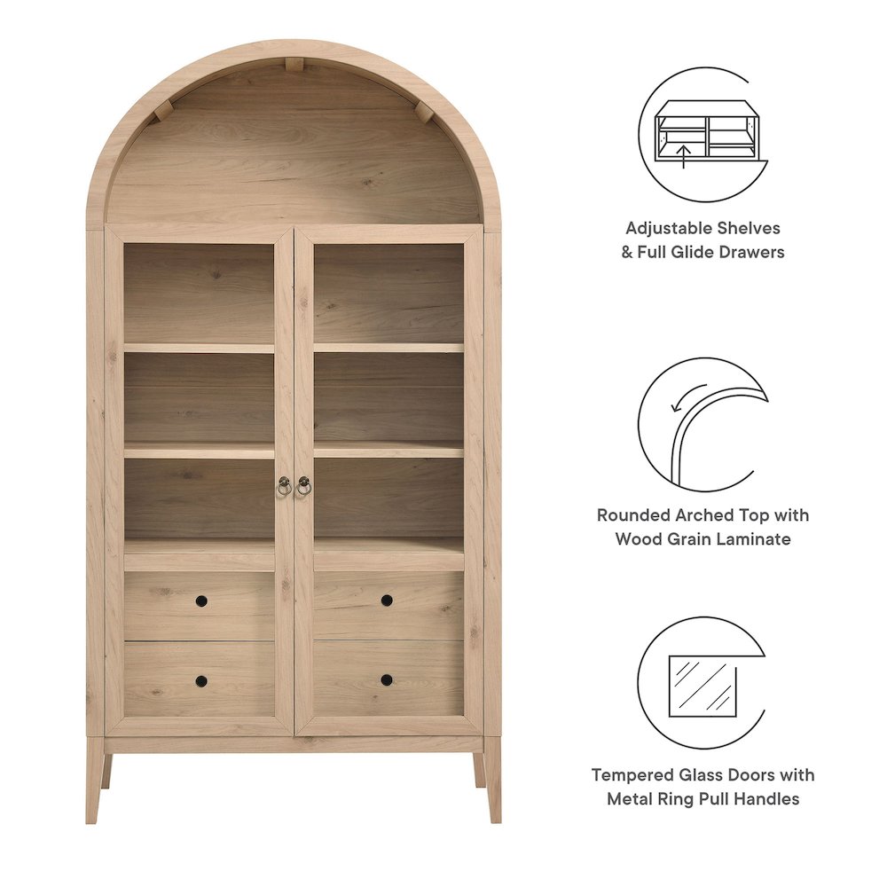 Nolan 74" Tall Wide Arched Storage Display Cabinet. Picture 2