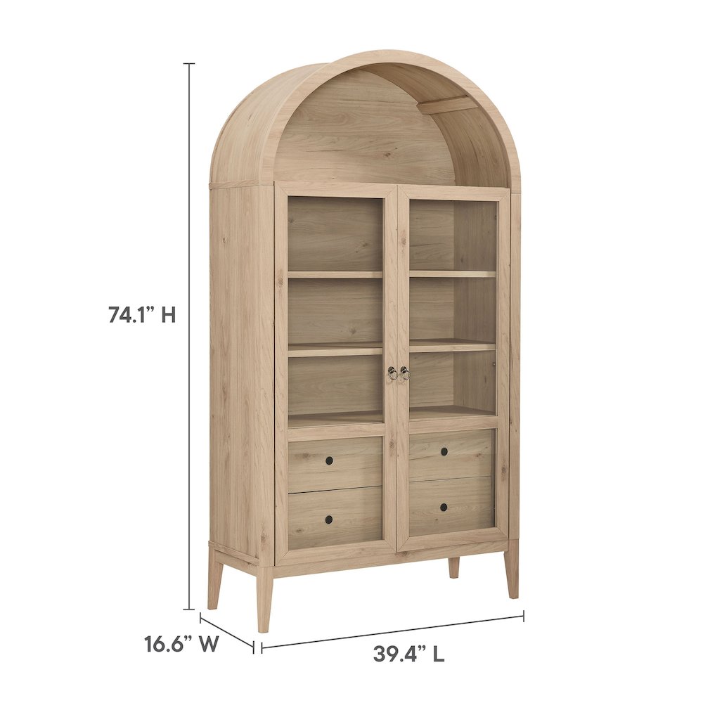 Nolan 74" Tall Wide Arched Storage Display Cabinet. Picture 3