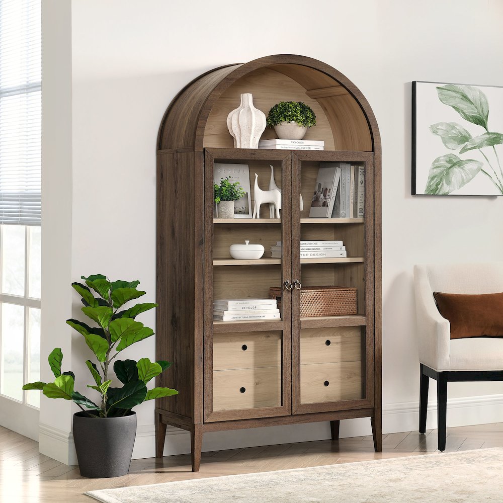 Nolan 74" Tall Wide Arched Storage Display Cabinet. Picture 10