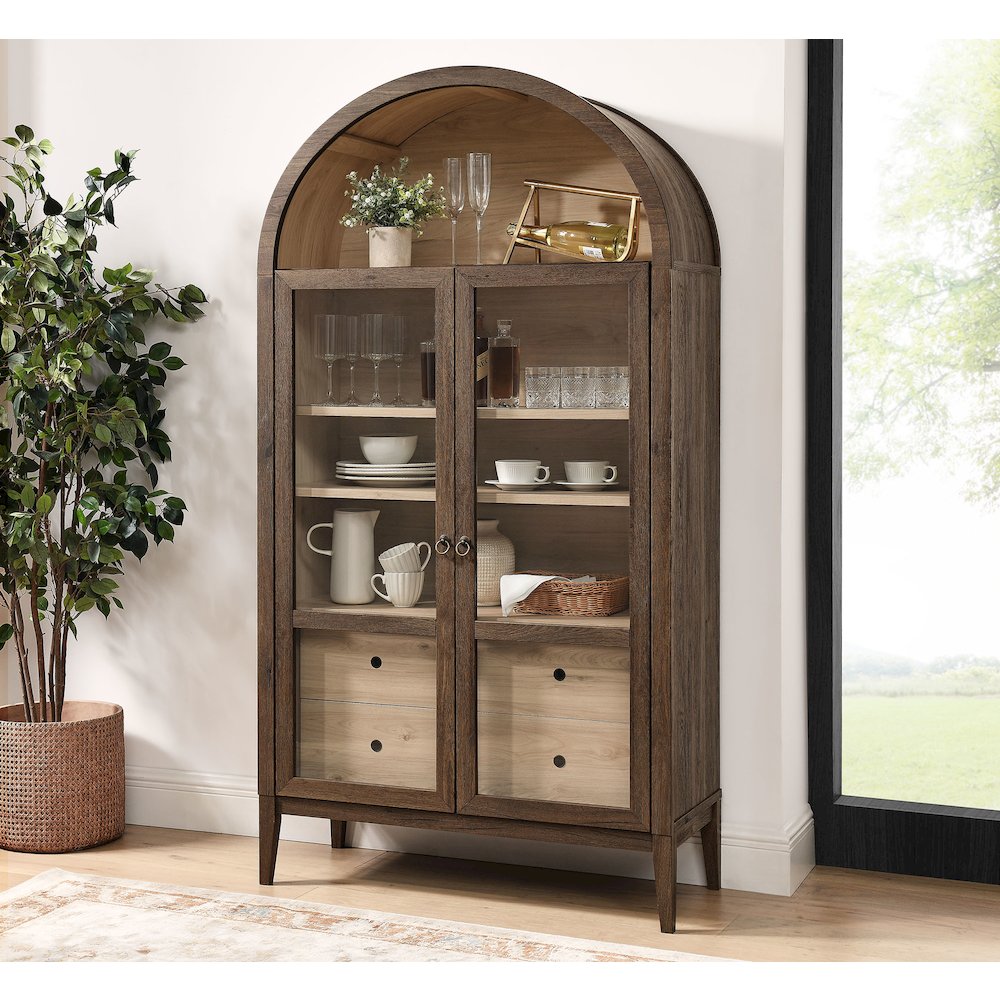 Nolan 74" Tall Wide Arched Storage Display Cabinet. Picture 9